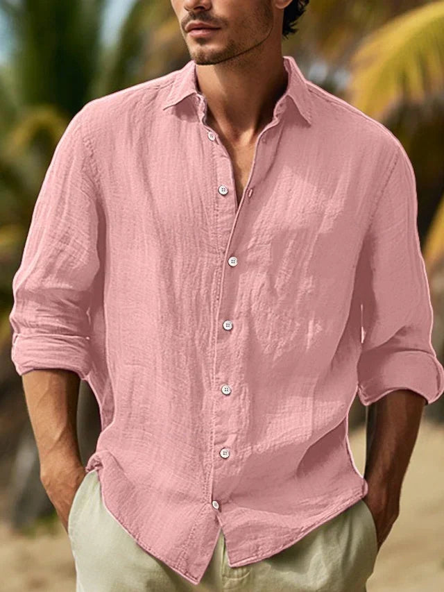 Men's Long Sleeve Linen Shirt for Everyday Wear