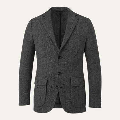The Soveria Men’s Single Breasted Wool Herringbone Tweed Blazer