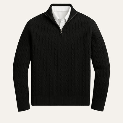 The St. Moritz Cable Knit Zipper Sweater for Men - Old Money Style