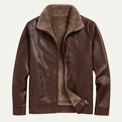 The Rosehill Men’s Classic Soft Fleece Lined Zip Up Coat Leather Jacket