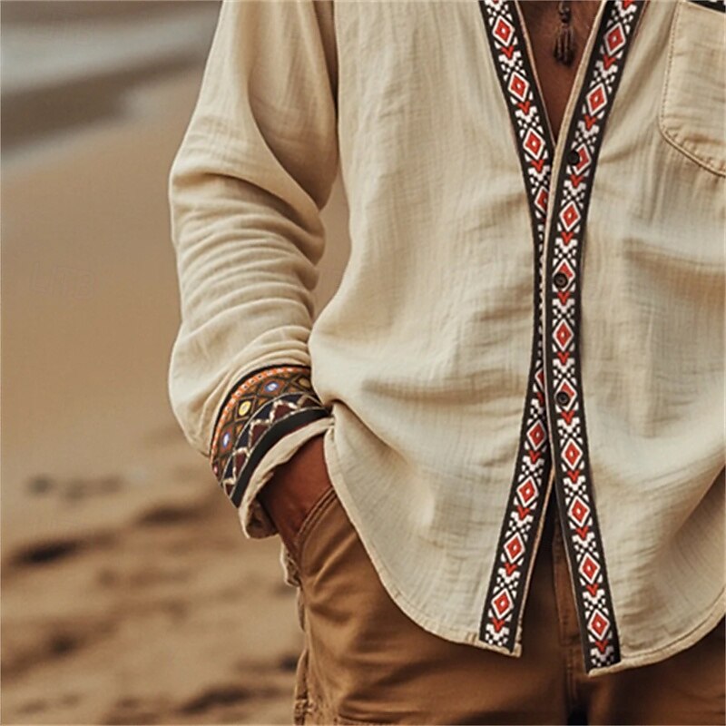 Mattia - Vintage Retro Men’s Cotton Shirt for Stylish Events