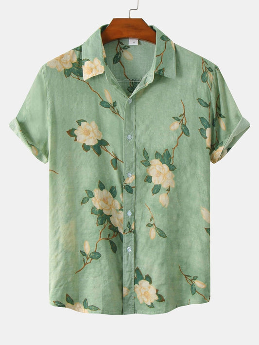 Floral Cotton Summer Shirt for Outdoor Events