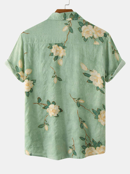 Floral Cotton Summer Shirt for Outdoor Events