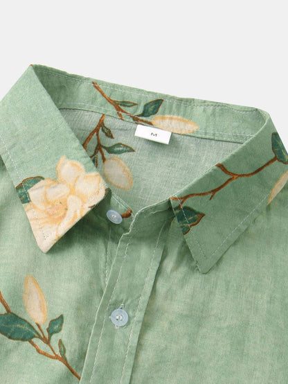 Floral Cotton Summer Shirt for Outdoor Events