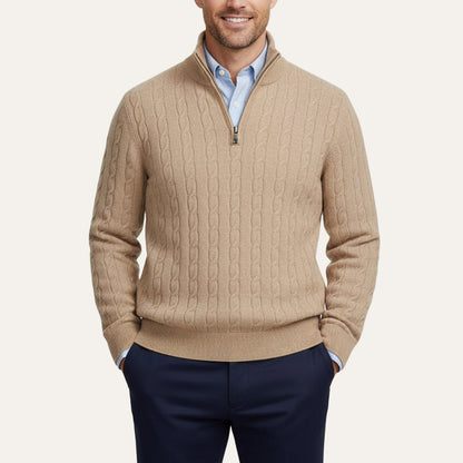 The St. Moritz Cable Knit Zipper Sweater for Men - Old Money Style