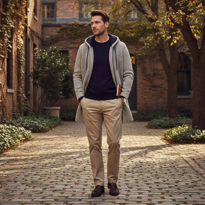 The Copenhagen Hooded Knit Cardigan – Men’s Longline Casual Coat