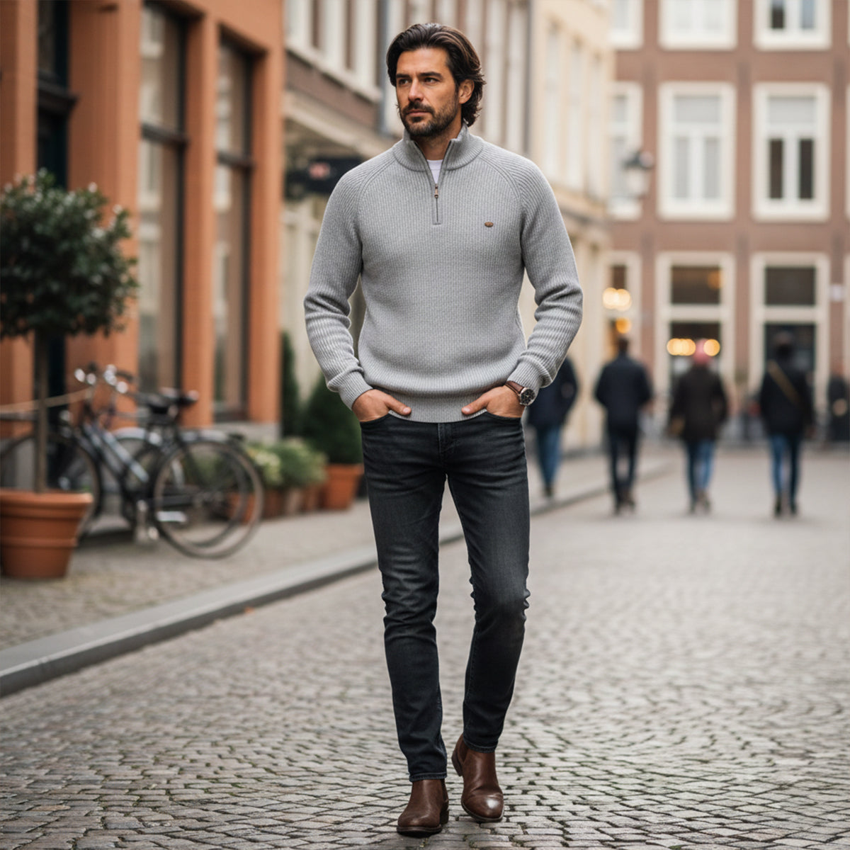 The Lignano Men’s Cotton Knit Smart Casual Quarter Zip Sweater