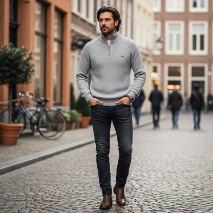 The Lignano Men’s Cotton Knit Smart Casual Quarter Zip Sweater