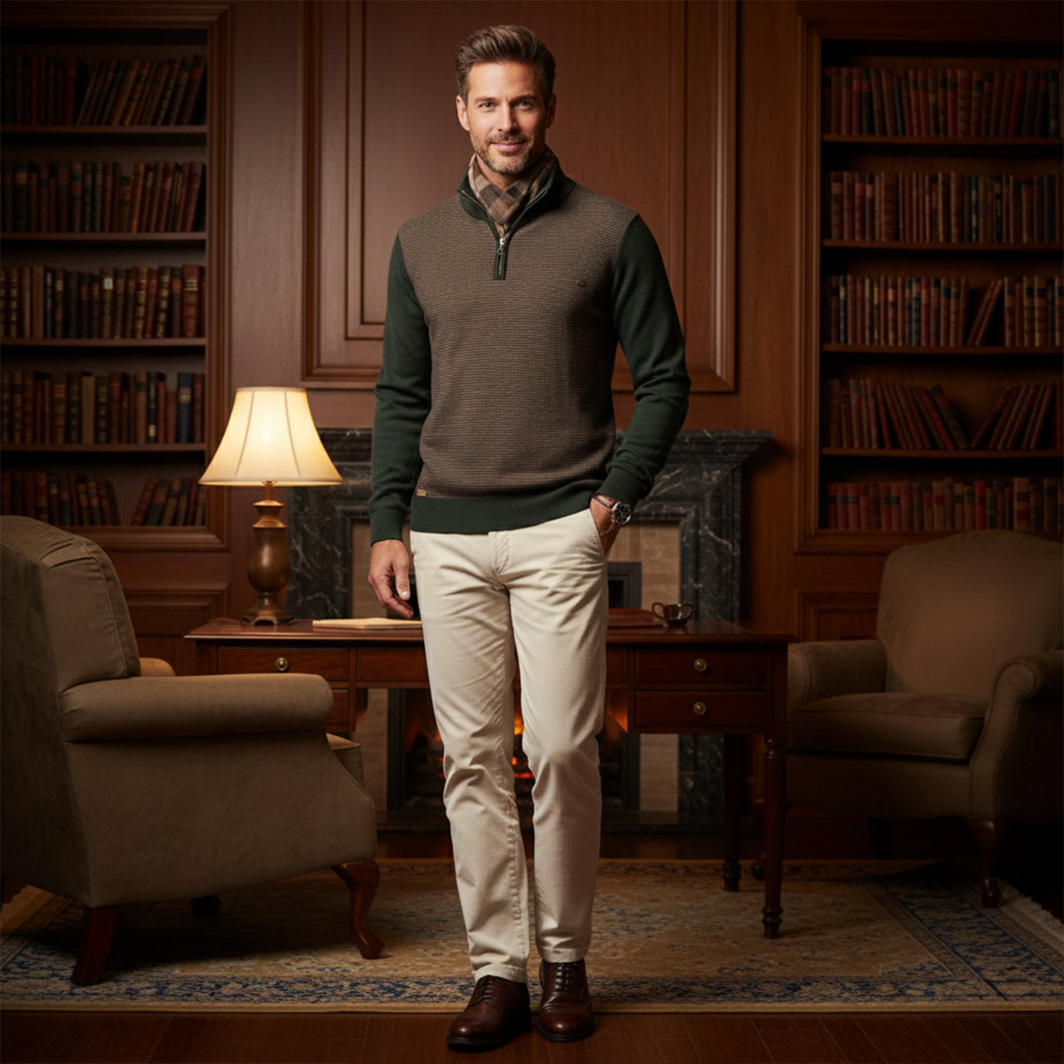 The Oban Men’s Half Zip Knit Winter Sweater