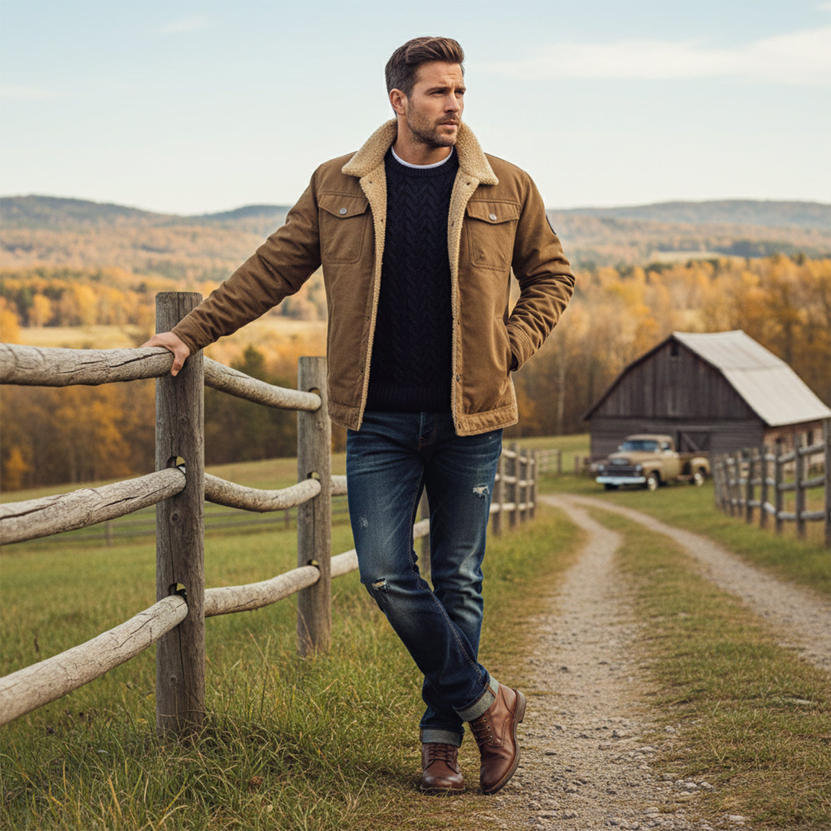 The Piombino Men’s Sherpa Lined Padded Bomber Jacket with Shearling Collar