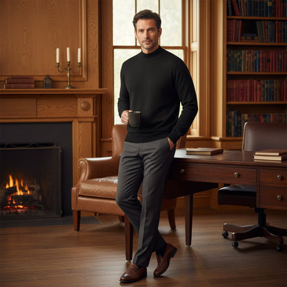 The Taranto Men’s Plain Mock Neck Knit Sweater