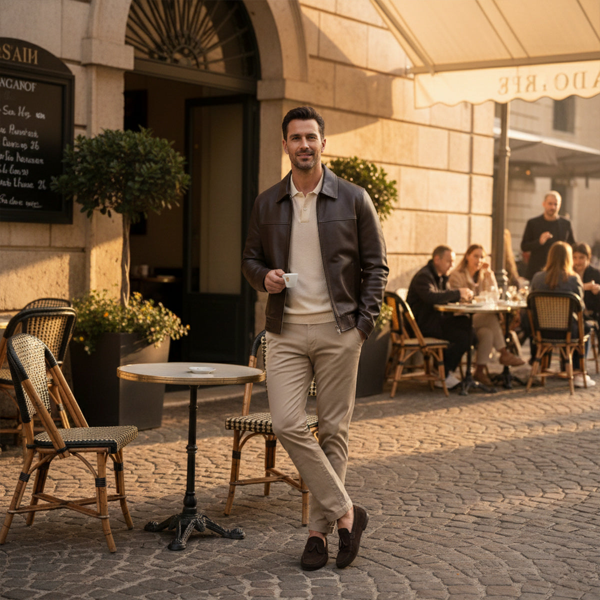 The Chianti Men’s Classic Zip Biker Leather Jacket