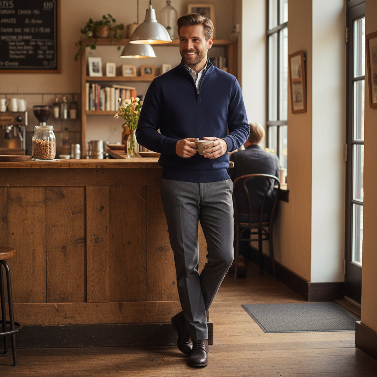 The Pescara Men’s  Smart Casual  Quarter Zip Sweater