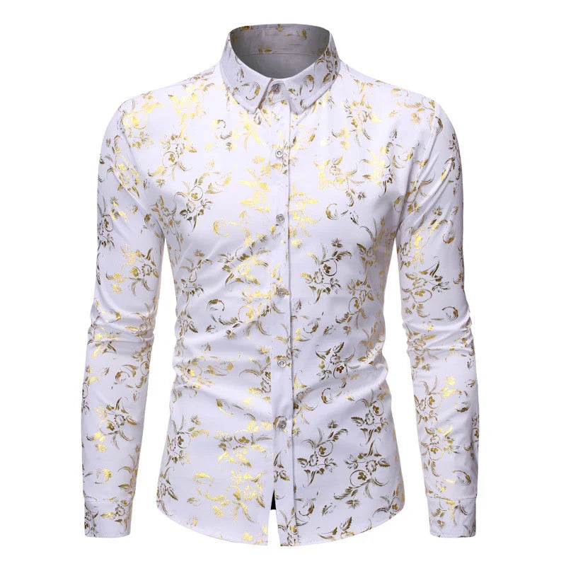 Giovanni Gold Print Party Shirt for All Occasions