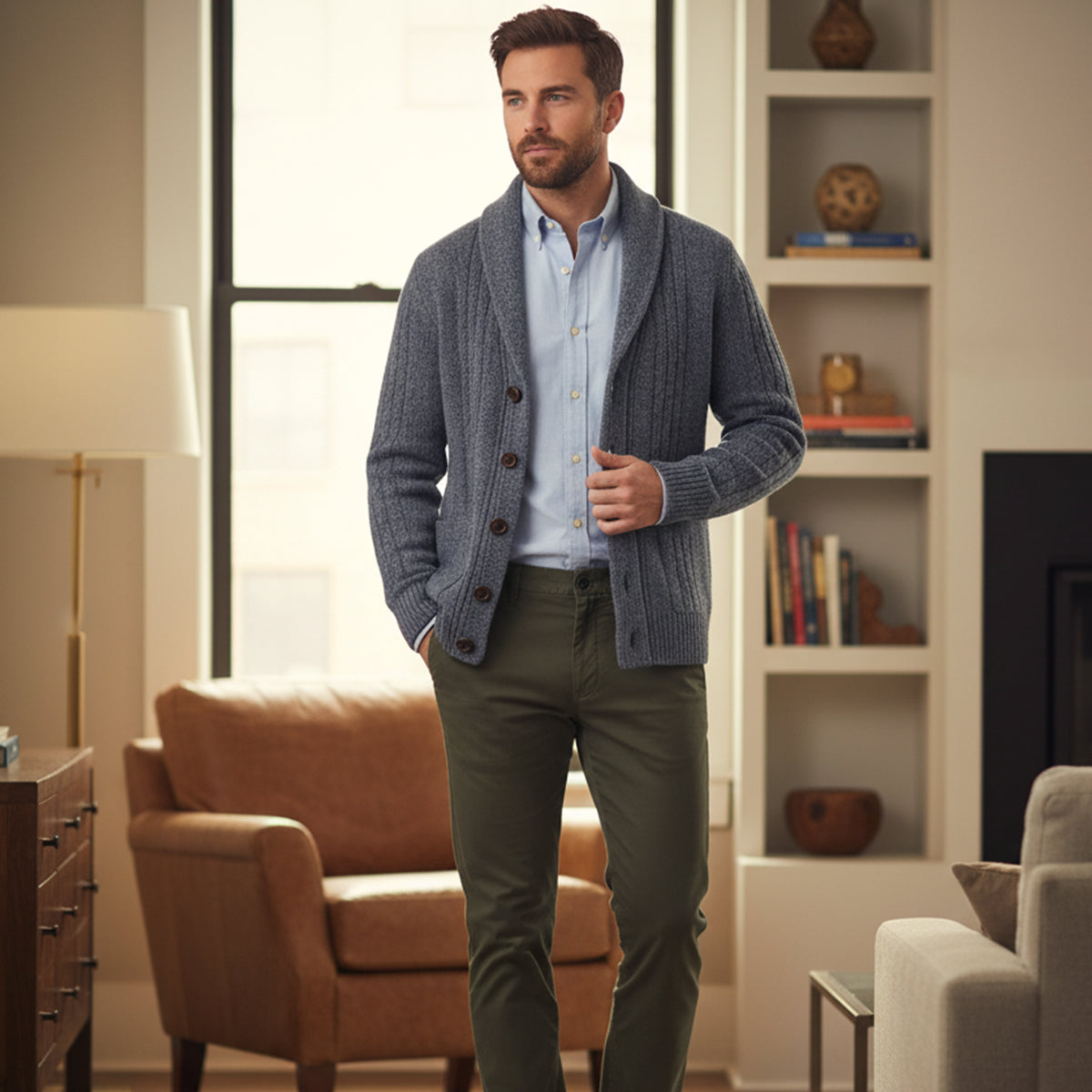 The Lanchester 100% Cashmere Cardigan for Men