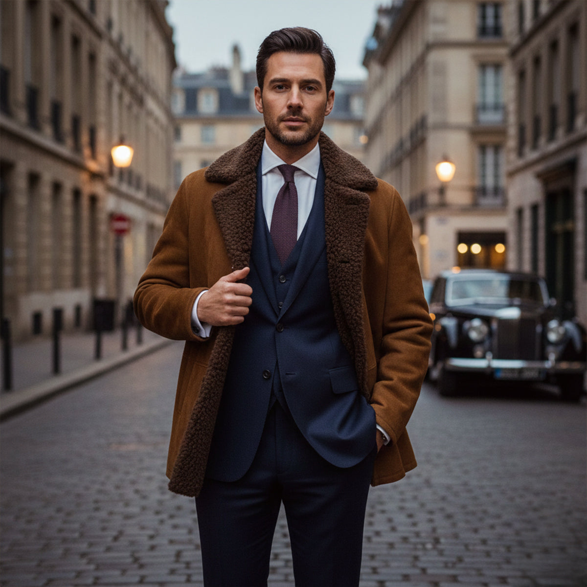 The Ashen Shearling Coat – Men’s Classic Winter Overcoat