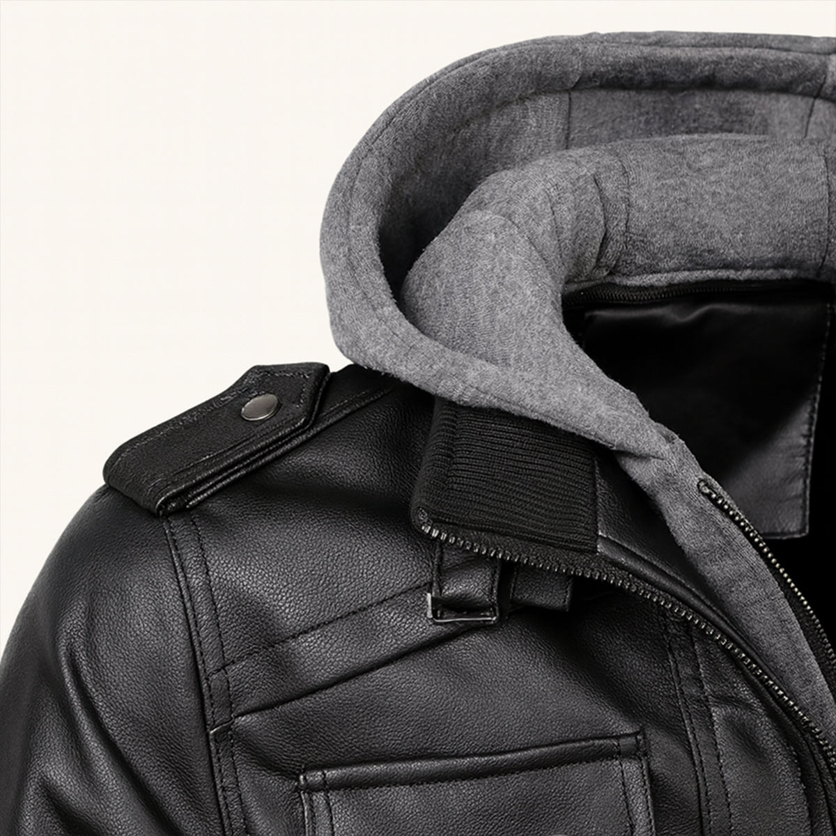 The St Andrews Men’s Retro Hooded Leather Jacket with Pockets