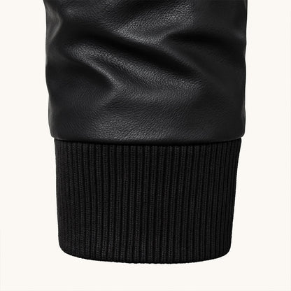 The St Andrews Men’s Retro Hooded Leather Jacket with Pockets