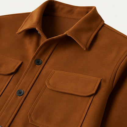 The Hyatt Men's Camel Suede Overshirt - Slim Fit Luxury Jacket with Pockets