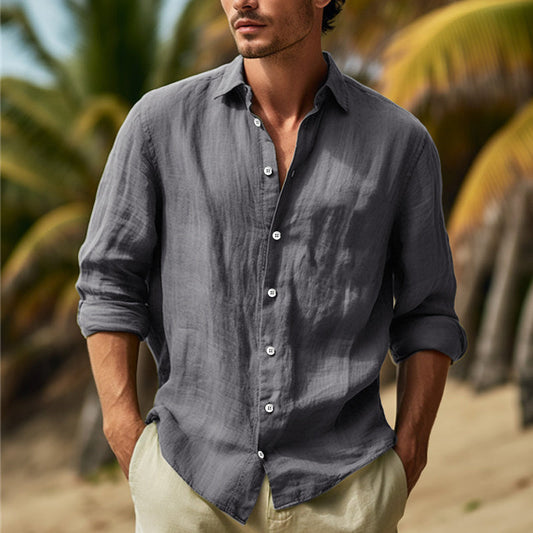 Men's Long Sleeve Linen Shirt for Everyday Wear
