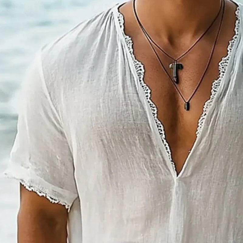 Luciano Men's Boho Summer Cotton Shirt for Beachwear