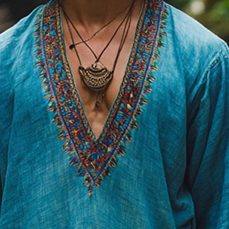 Carlo | Men's Boho Summer Linen Shirt for Beachwear