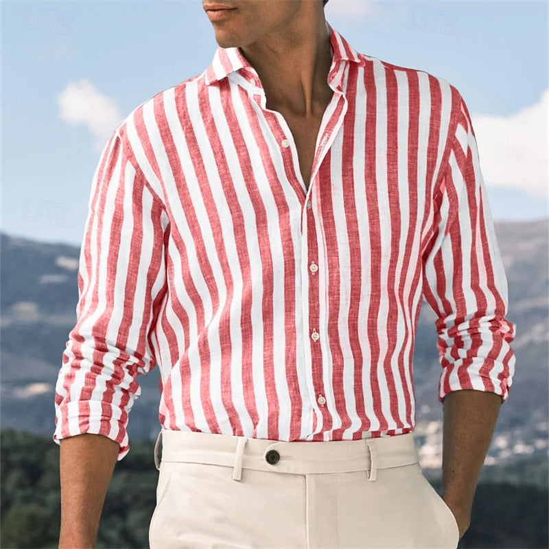 Riccardo | Stylish Striped Long Sleeve Shirt for Any Occasion