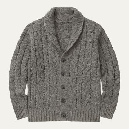 The Rome Men’s Casual Button Up Cable Knit Shawl Collar Cardigan