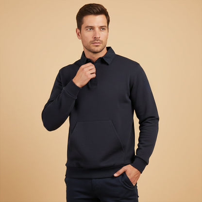 The Ayr Men's Casual Polo Sweatshirt with Front Pocket