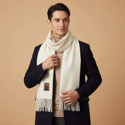 The Marais Cashmere Merino Scarf for Men - White
