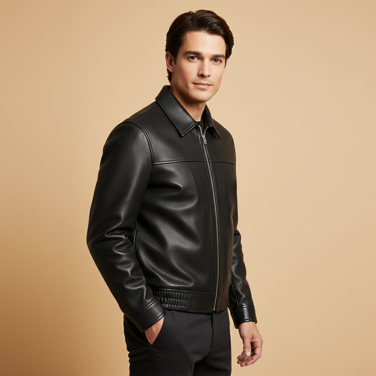 The Chianti Men’s Classic Zip Biker Leather Jacket