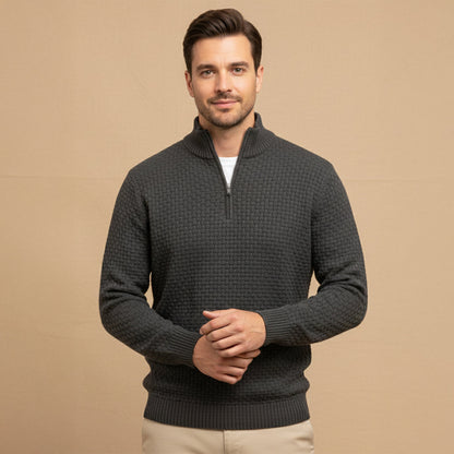 The Lignano Men’s Textured Quarter Zip Knit Sweater
