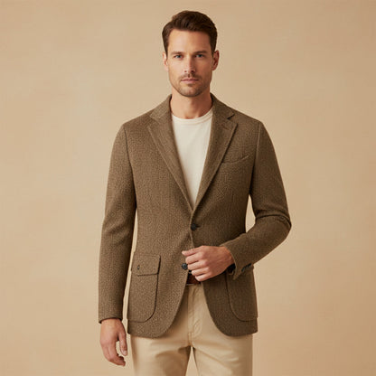 The Soveria Men’s Single Breasted Wool Herringbone Tweed Blazer