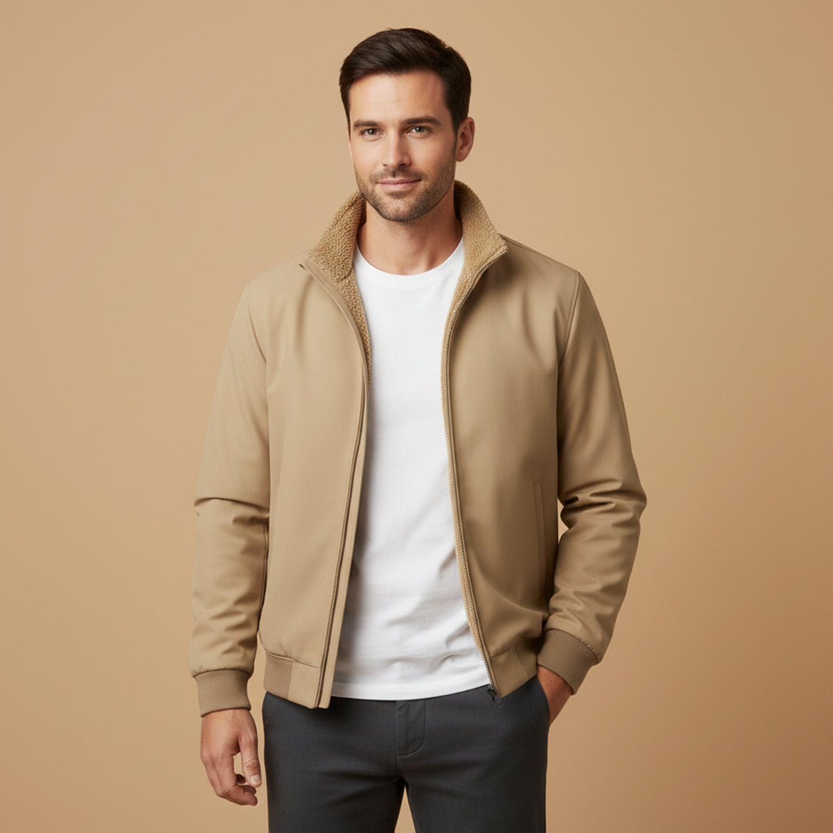 The Aspen Men’s Fleece Lined Windbreaker – Lightweight Multi Pocket Bomber Jacket