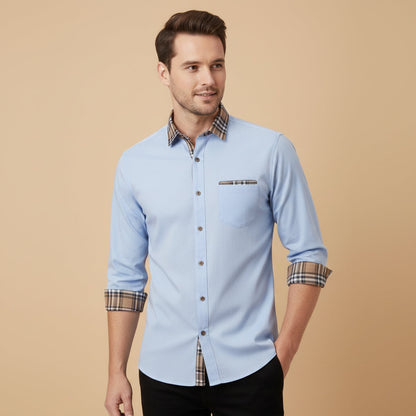 The Gorizia Men’s Trendy Contrast Trim Button Up Shirt