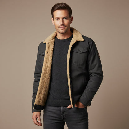 The Piombino Men’s Sherpa Lined Padded Bomber Jacket with Shearling Collar