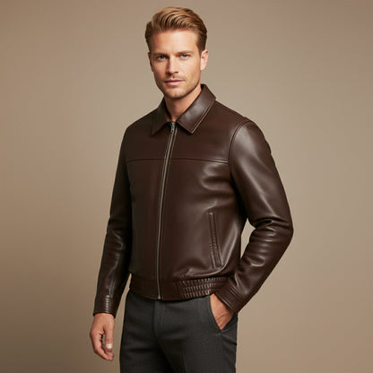 The Chianti Men’s Classic Zip Biker Leather Jacket