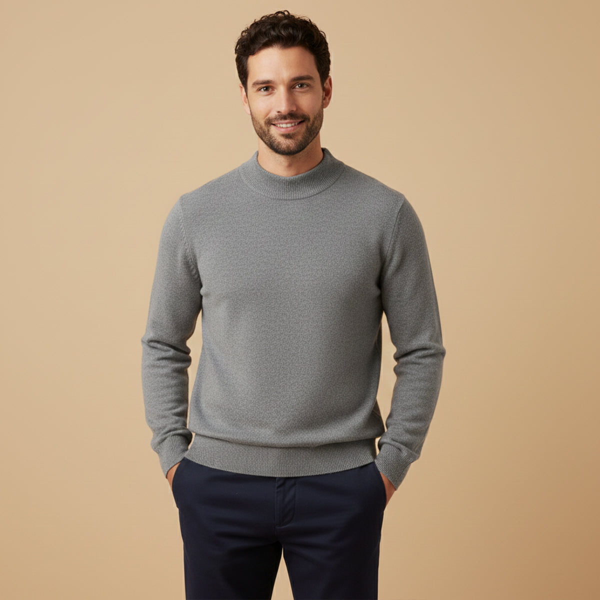 The Taranto Men’s Plain Mock Neck Knit Sweater