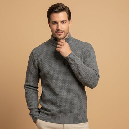 The Lignano Men’s Textured Quarter Zip Knit Sweater