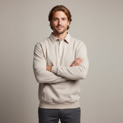 The Ayr Men's Casual Polo Sweatshirt with Front Pocket