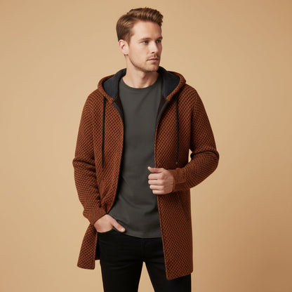 The Copenhagen Hooded Knit Cardigan – Men’s Longline Casual Coat