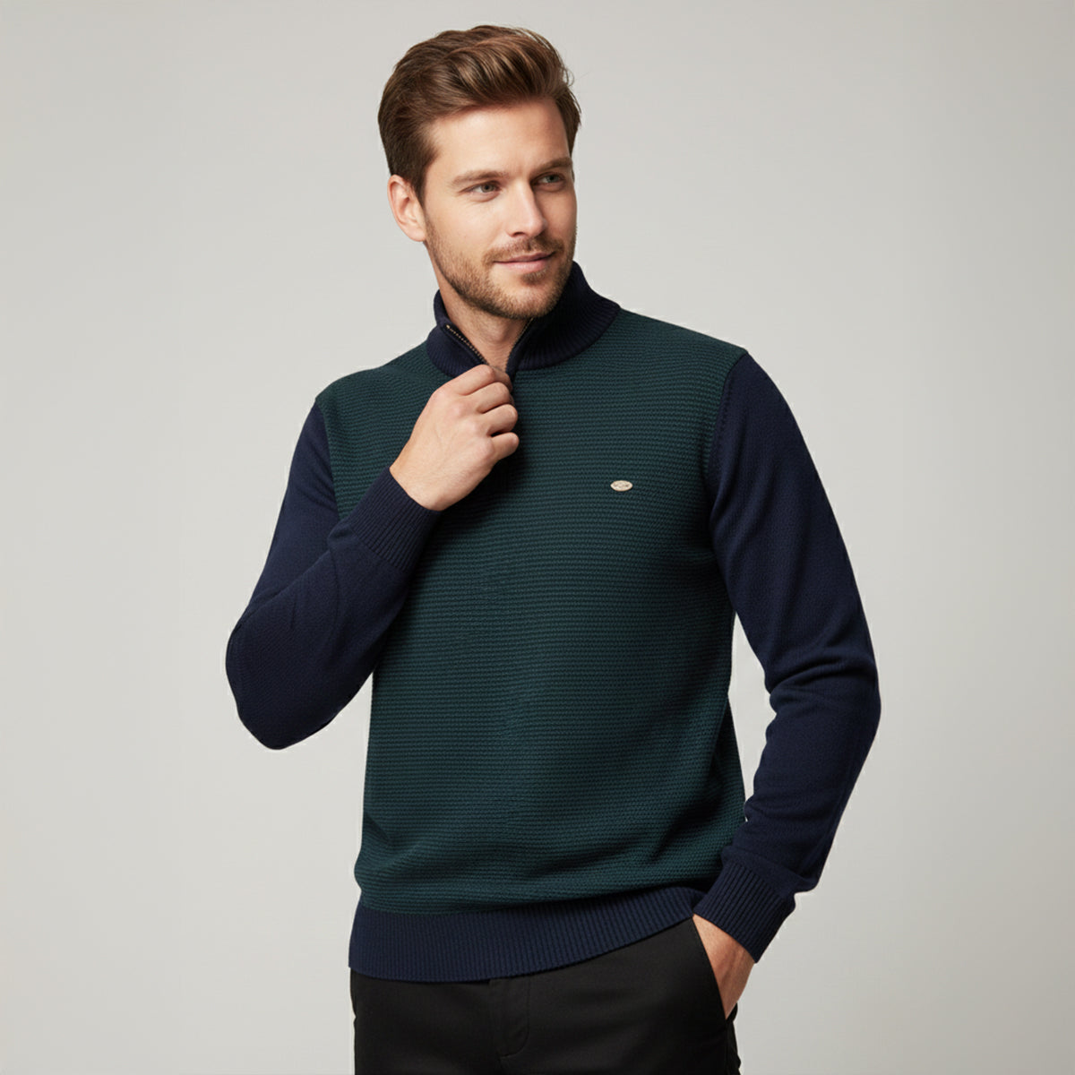 The Oban Men’s Half Zip Knit Winter Sweater
