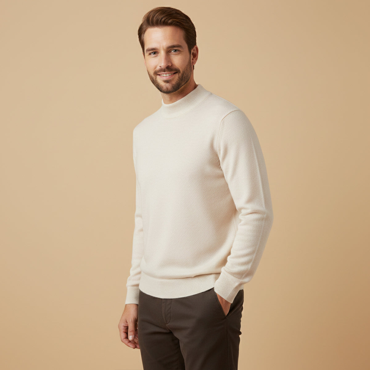 The Taranto Men’s Plain Mock Neck Knit Sweater