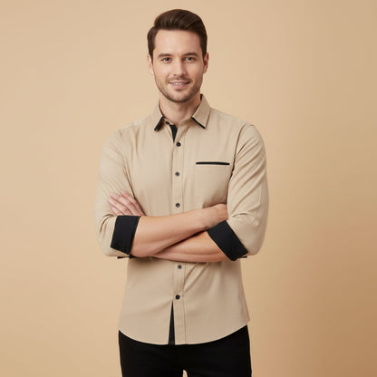 The Gorizia Men’s Trendy Contrast Trim Button Up Shirt