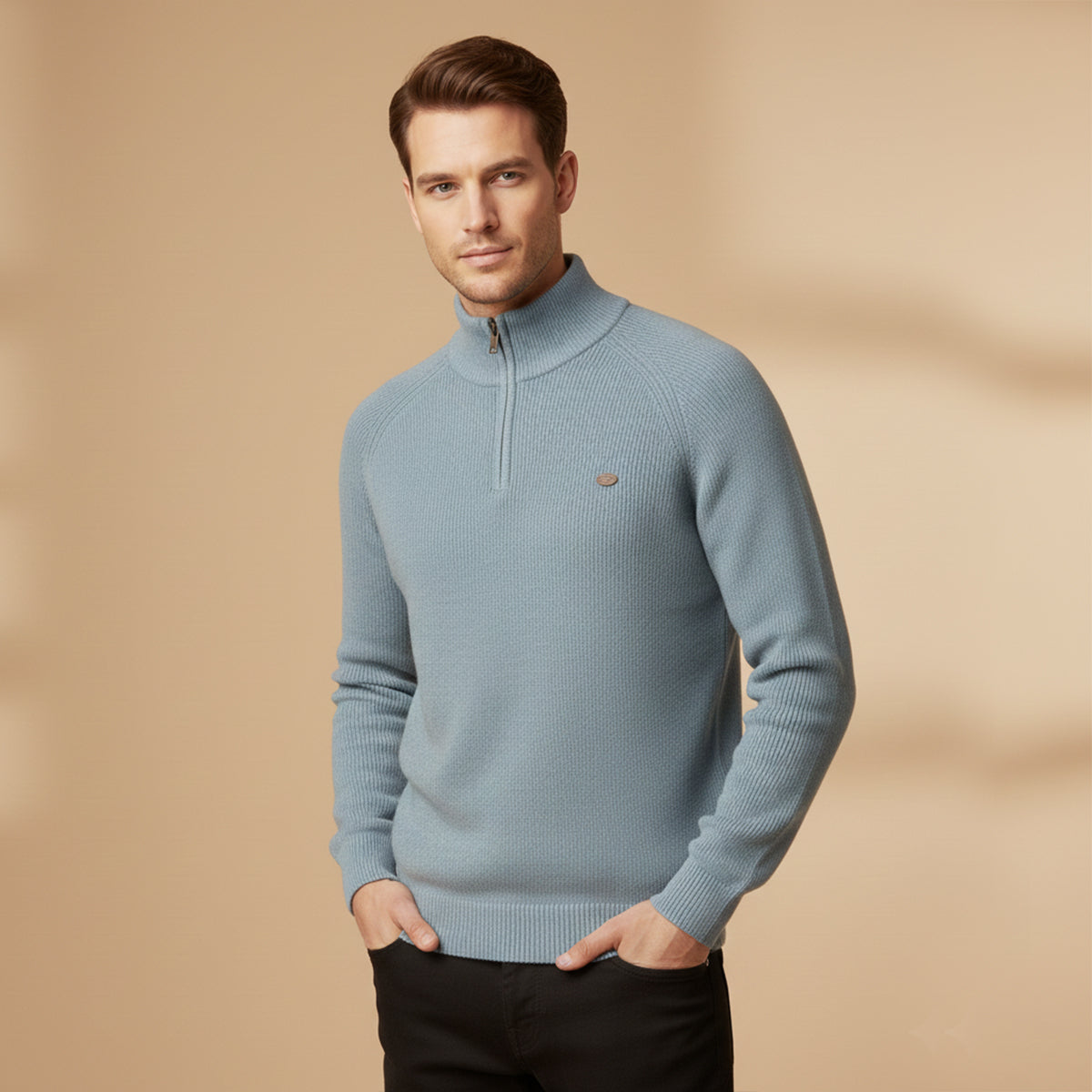 The Lignano Men’s Cotton Knit Smart Casual Quarter Zip Sweater
