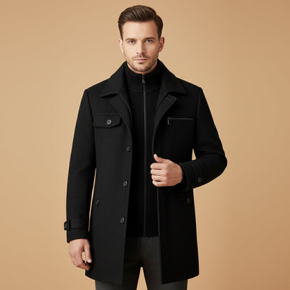 The Windermere Men’s Smart Wool Blend Jacket with Zipper and Button Closure