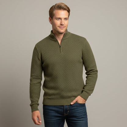 The Lignano Men’s Textured Quarter Zip Knit Sweater