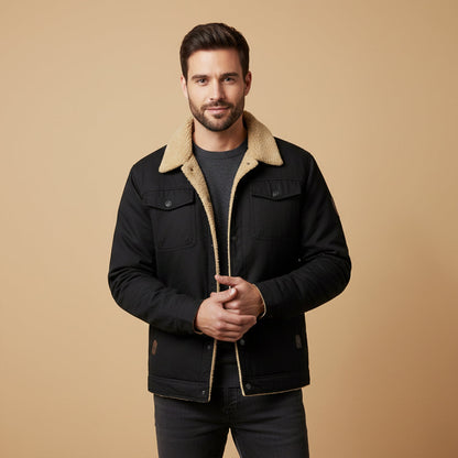 The Piombino Men’s Sherpa Lined Padded Bomber Jacket with Shearling Collar