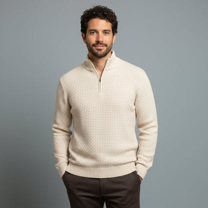 The Lignano Men’s Textured Quarter Zip Knit Sweater