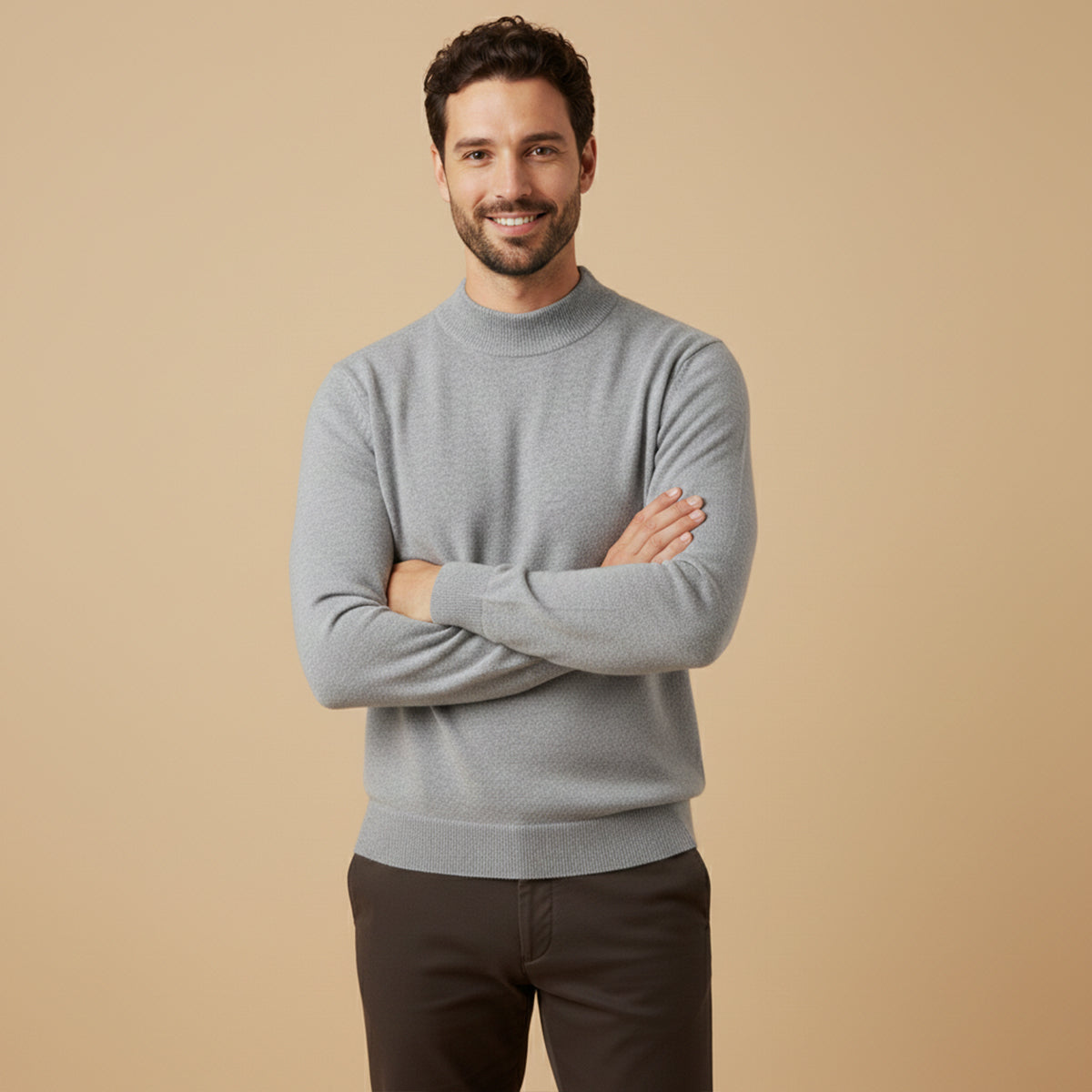 The Taranto Men’s Plain Mock Neck Knit Sweater
